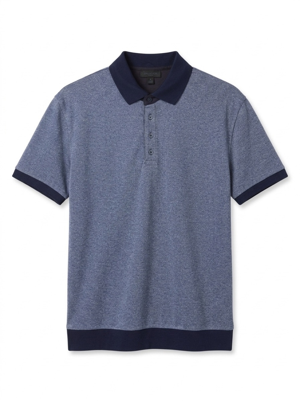 Heather Navy Short-Sleeve Polo Shirt - Unbranded